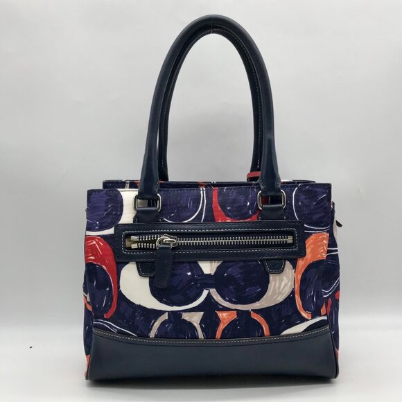 Coach Blue Canvas Legacy Heritage Candace Carryall Satchel Bag 19951 - Picture 2 of 11